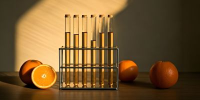 Test tubes with oranges